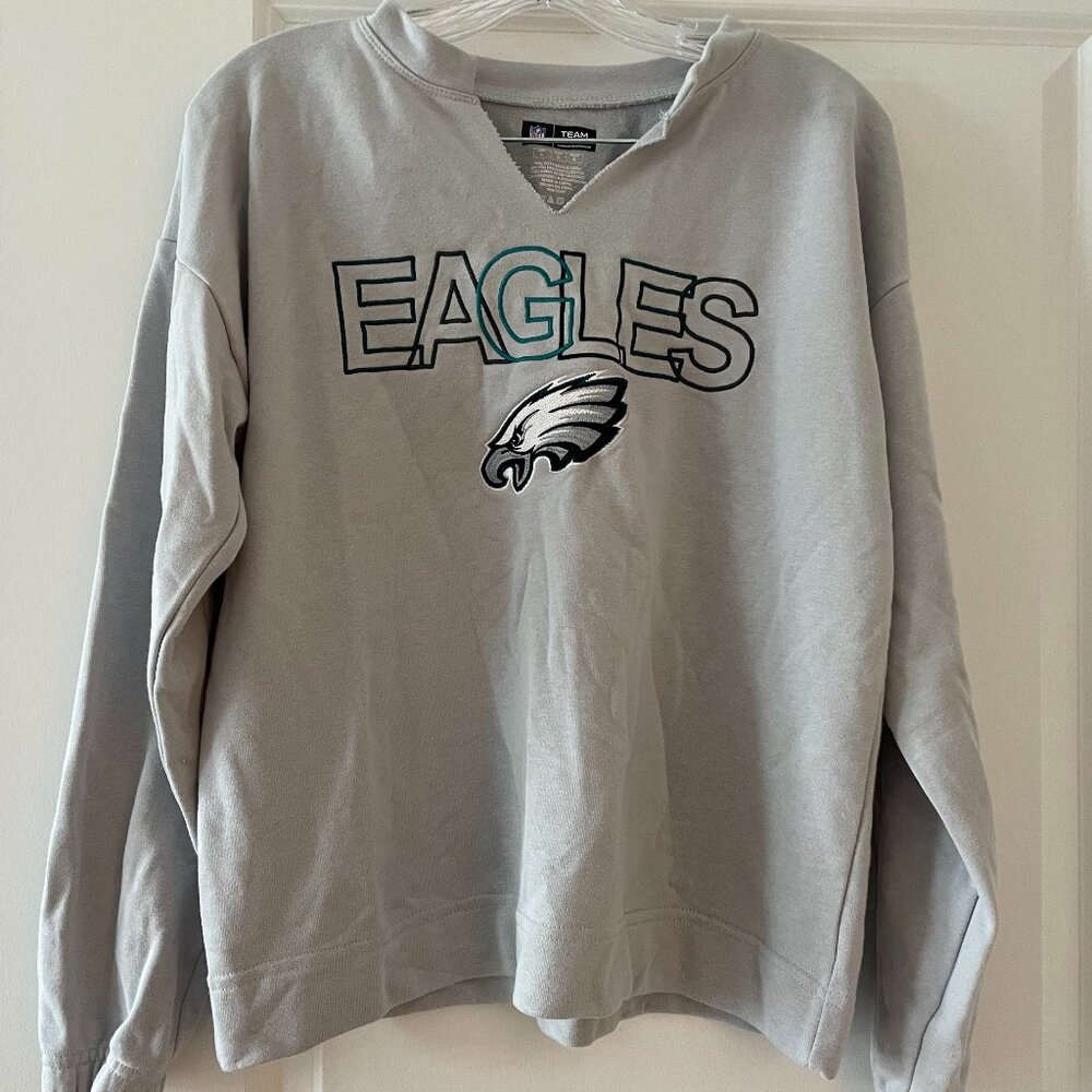 NFL Eagles V Cut Grey Sweatshirt Size Large